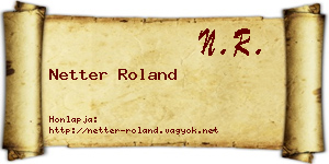 Netter Roland névjegykártya